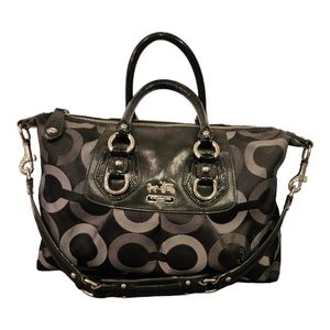 Coach Black and Silver Signature Satchel